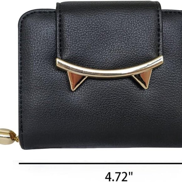 Small Black Wallet for Women Leather Cat Coin Purse Card Holder Gifts - Picture 4 of 7